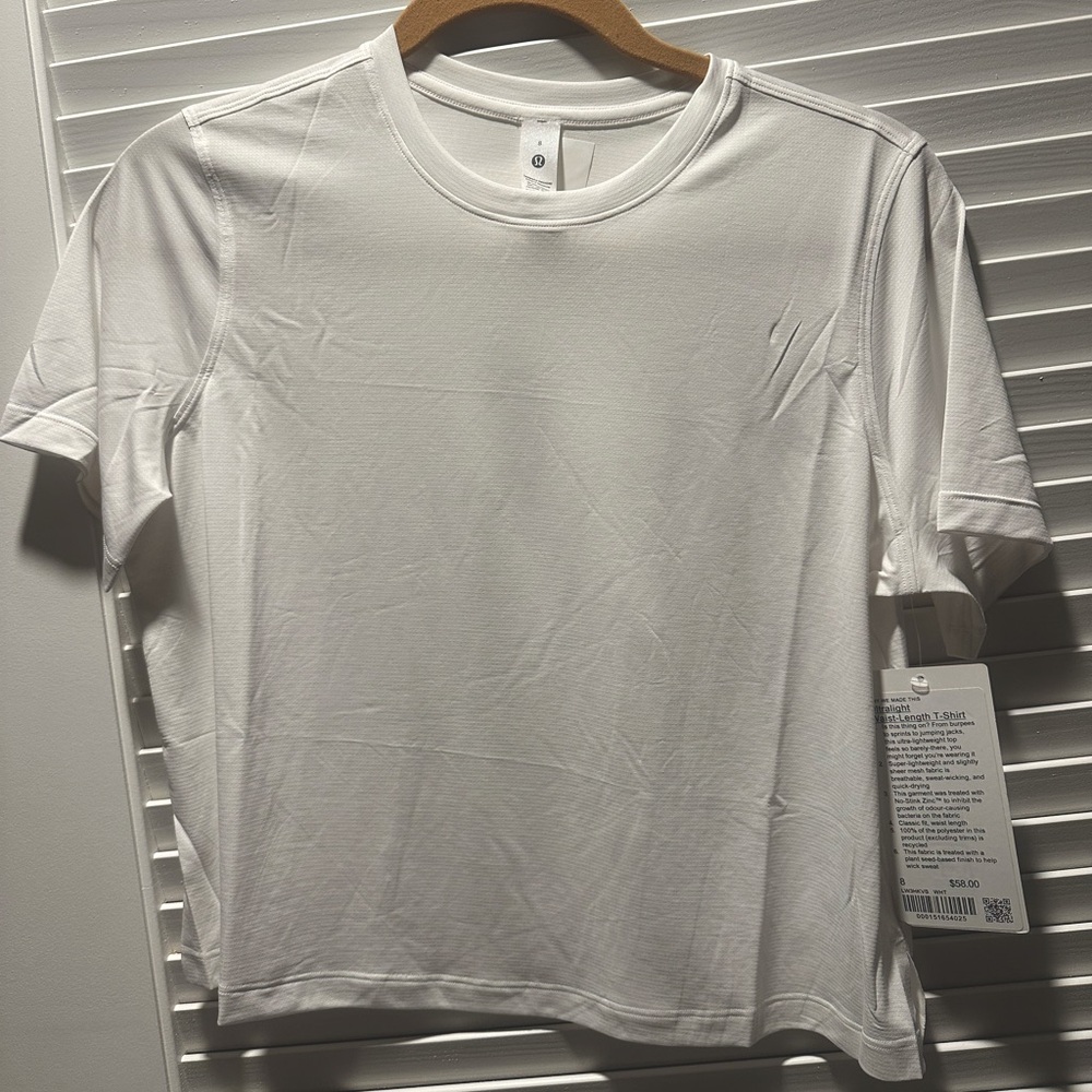 NWT! Lululemon Ultralight waist length T-Shirt - White - 8